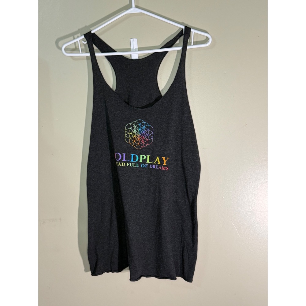 Coldplay A Head Full of Dreams Tour Tank Top Gray Racerback Concert Shirt Small